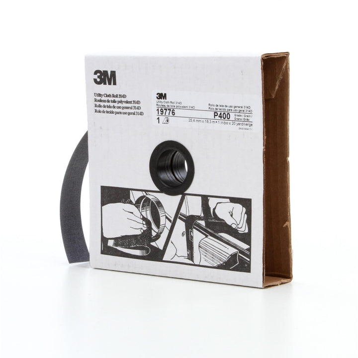 3M Utility Cloth Roll 314D, P400 J-weight, 1 in x 20 yd