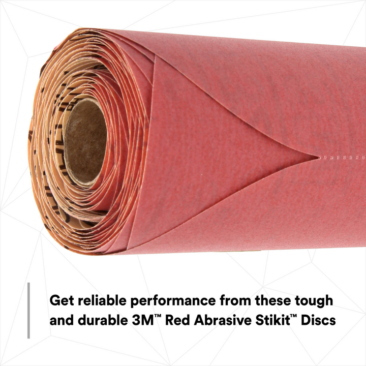 3M Red Abrasive Stikit Disc, 01109, 6 in, P320 grade, 100 discs per
roll