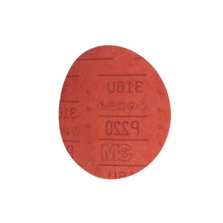 3M Hookit Red Abrasive Disc, 01221, 6 in, P220, 50 discs per carton