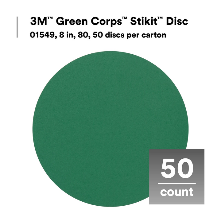 3M Green Corps Stikit Production Disc, 01549, 8 in, 80, 50 discs per
carton