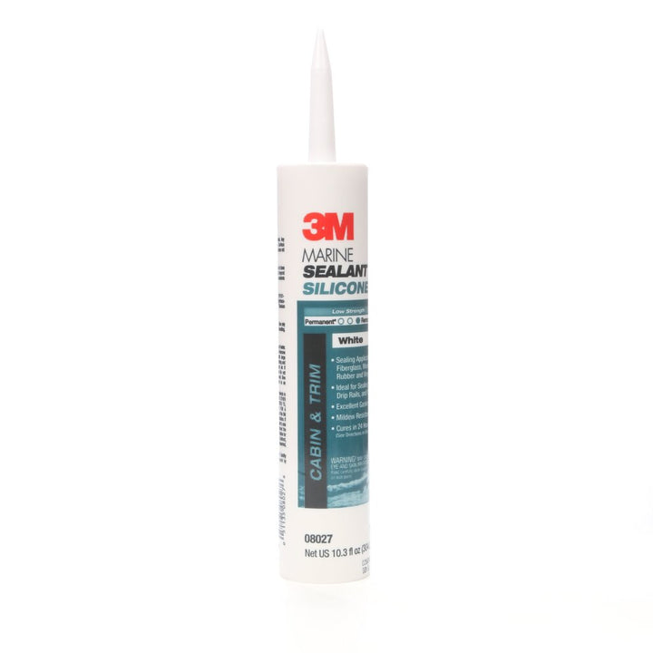 3M Marine Grade Silicone Sealant, PN08027, White, 304 mL Cartridge