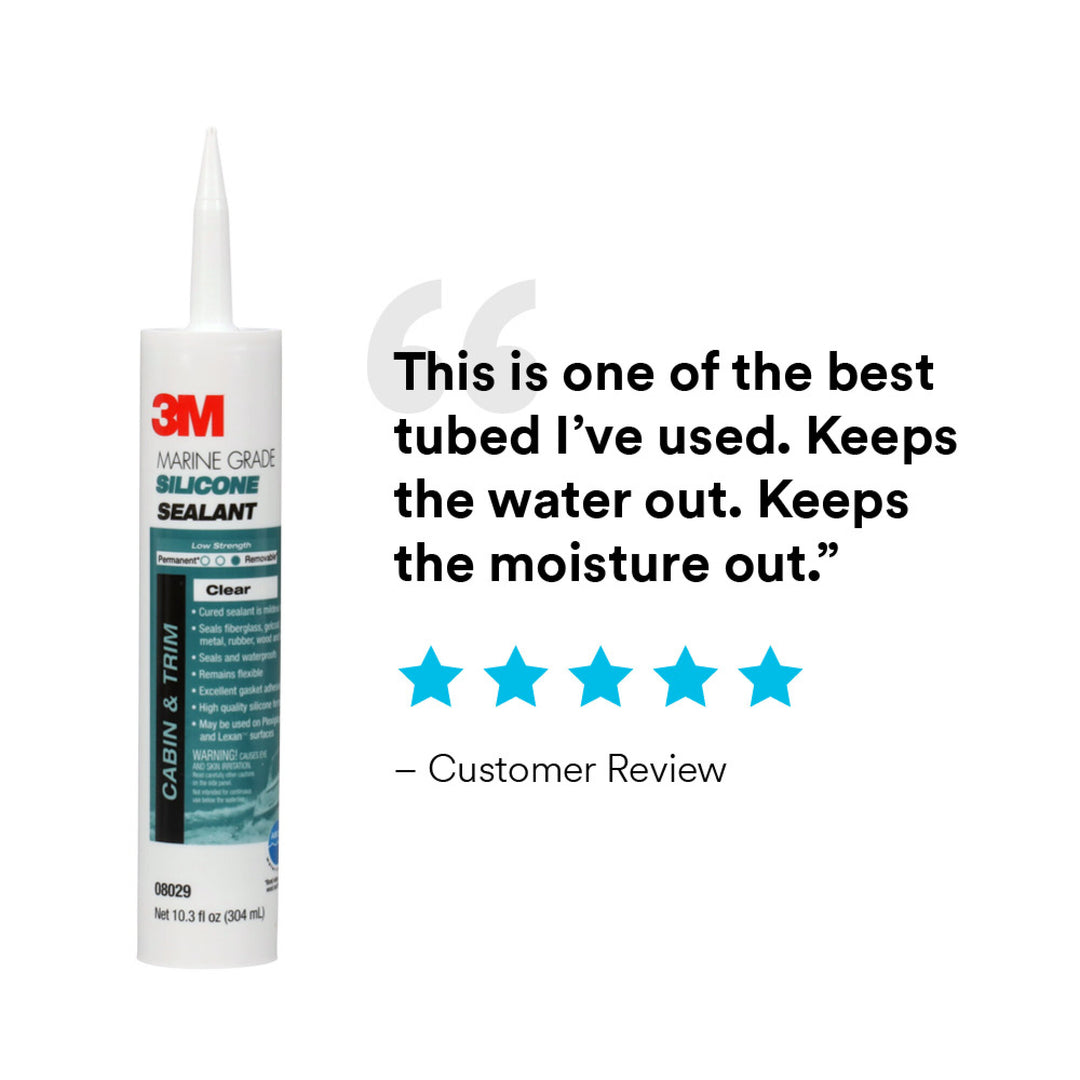 3M Marine Grade Silicone Sealant, Clear, PN08029, 304 mL Cartridge