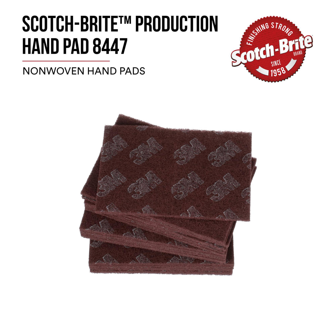 Scotch-Brite Production Hand Pad 8447, HP-HP, A/O Very Fine, Maroon, 6
in x 9 in