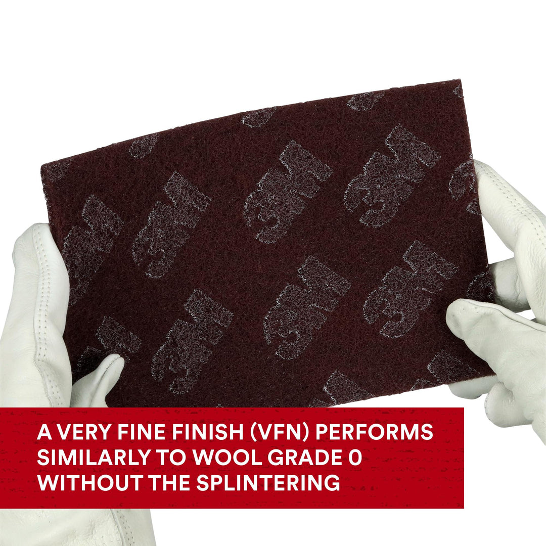 Scotch-Brite Production Hand Pad 8447, HP-HP, A/O Very Fine, Maroon, 6
in x 9 in