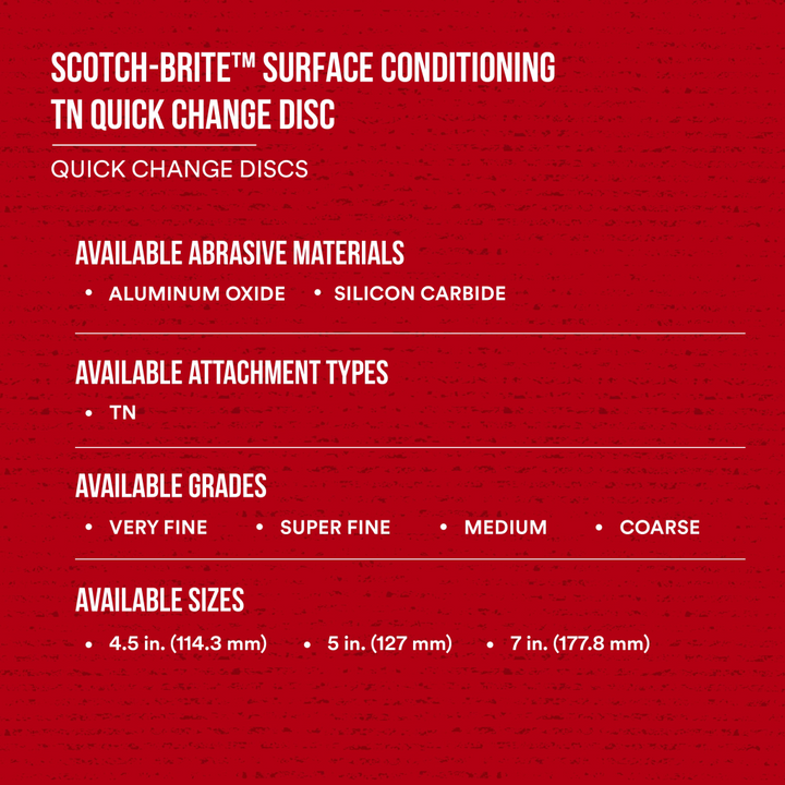 Scotch-Brite Surface Conditioning TN Quick Change Disc, SC-DN, A/O
Medium