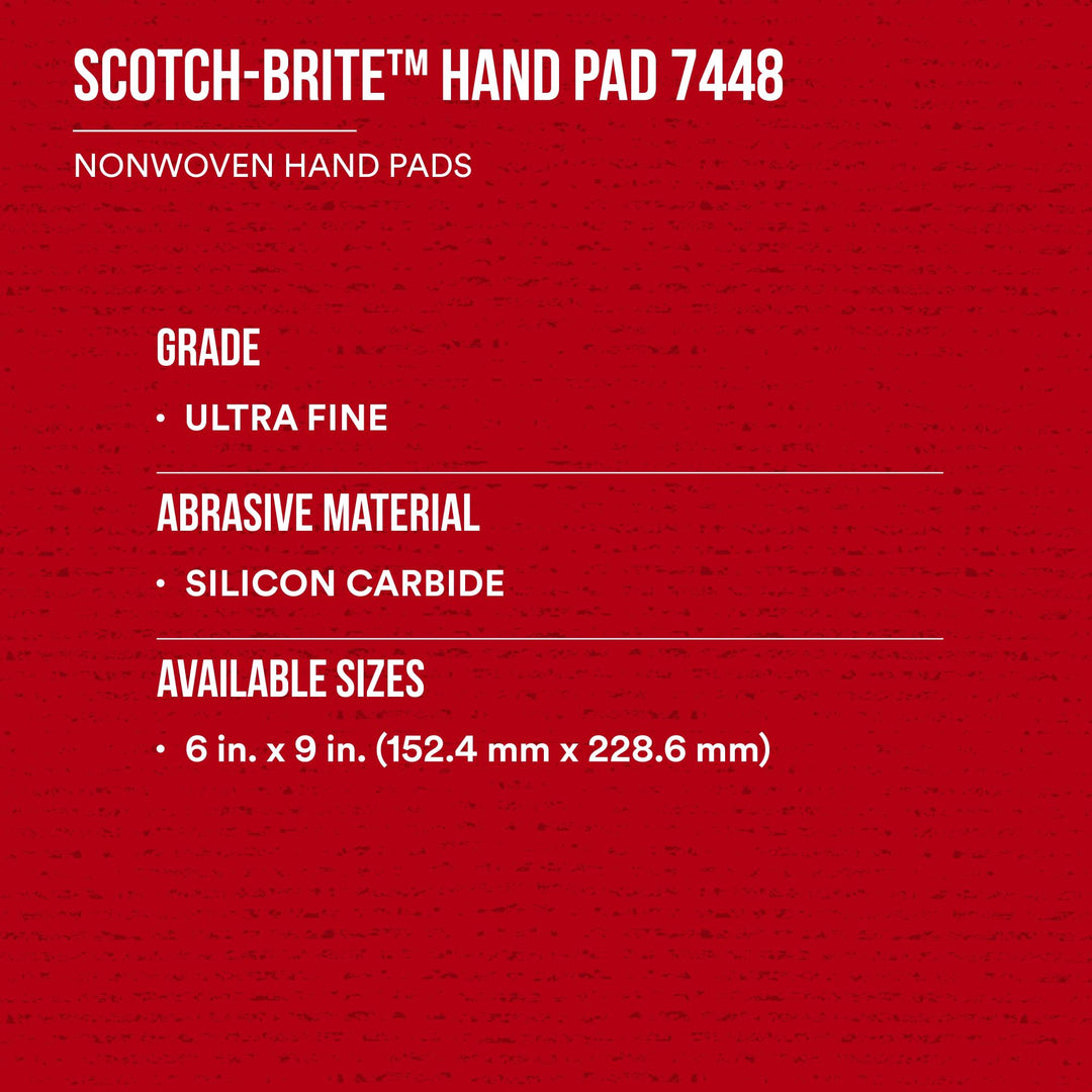 Scotch-Brite Hand Pad 7448, 37448, HP-HP, SiC Ultra Fine, Gray, 9 in x 6 in