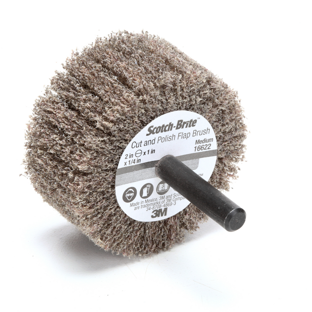 Scotch-Brite Cut and Polish Flap Brush, 2 in x 1 in x 1/4 in A MED