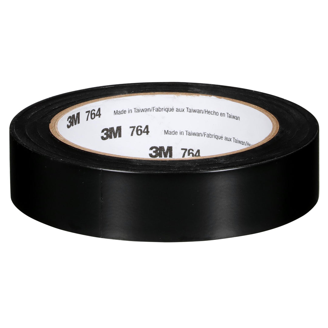 3M General Purpose Vinyl Tape 764, Black, 1 in x 36 yd, 5 mil, 36 Roll/Case