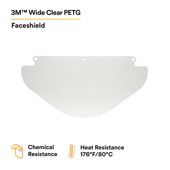 3M Wide Clear PETG Faceshield WE96X 82581-00000, Flat Stock