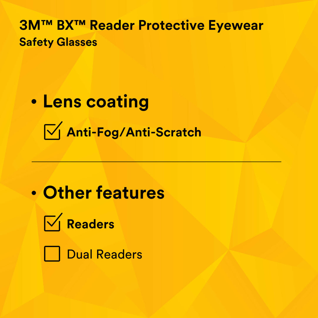 3M BX Reader Protective Eyewear 11377-00000-20, Grey Lens, SilverFrame