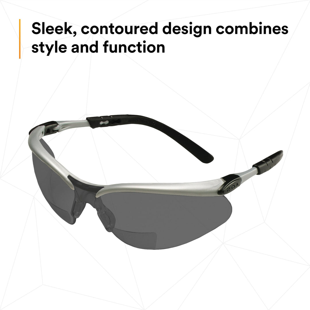 3M BX Reader Protective Eyewear 11378-00000-20, Grey Lens, SilverFrame