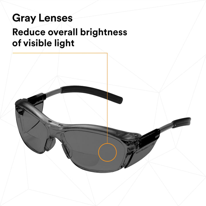 3M Nuvo Reader Protective Eyewear 11500-00000-20 Gray Lens, GrayFrame