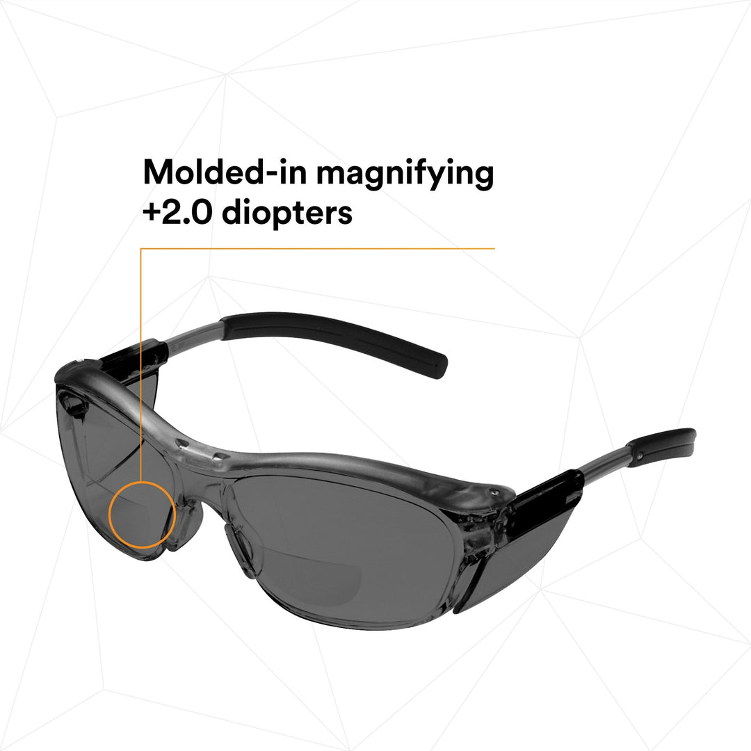 3M Nuvo Reader Protective Eyewear 11501-00000-20 Gray Lens, GrayFrame