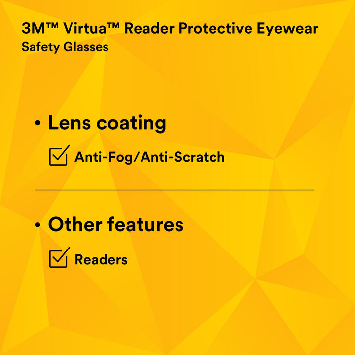 3M Virtua Reader Protective Eyewear 11515-00000-20 Clear Anti-FogLens