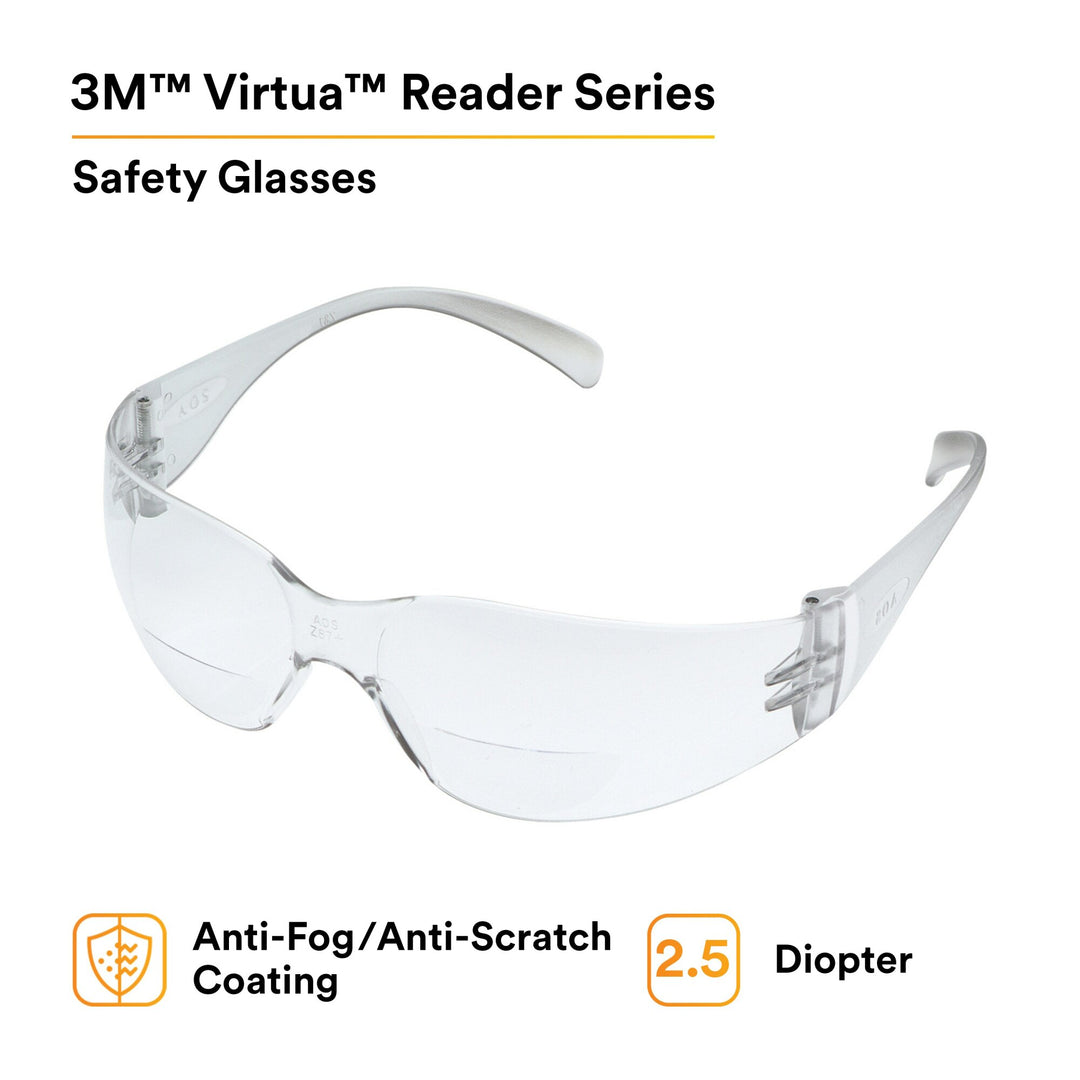 3M Virtua Reader Protective Eyewear 11515-00000-20 Clear Anti-FogLens