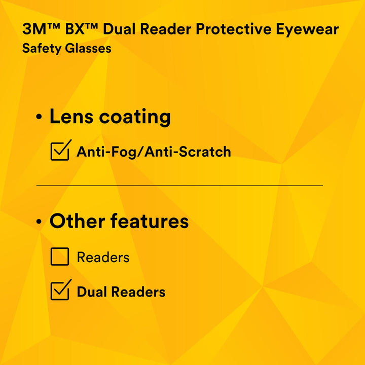 3M BX Dual Reader Protective Eyewear 11457-00000-20, Clear Anti-Fog
Lens