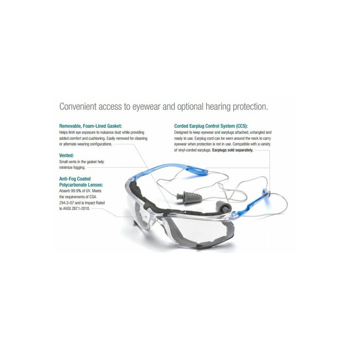 3M Virtua CCS Protective Eyewear 11874-00000-20, with Foam Gasket