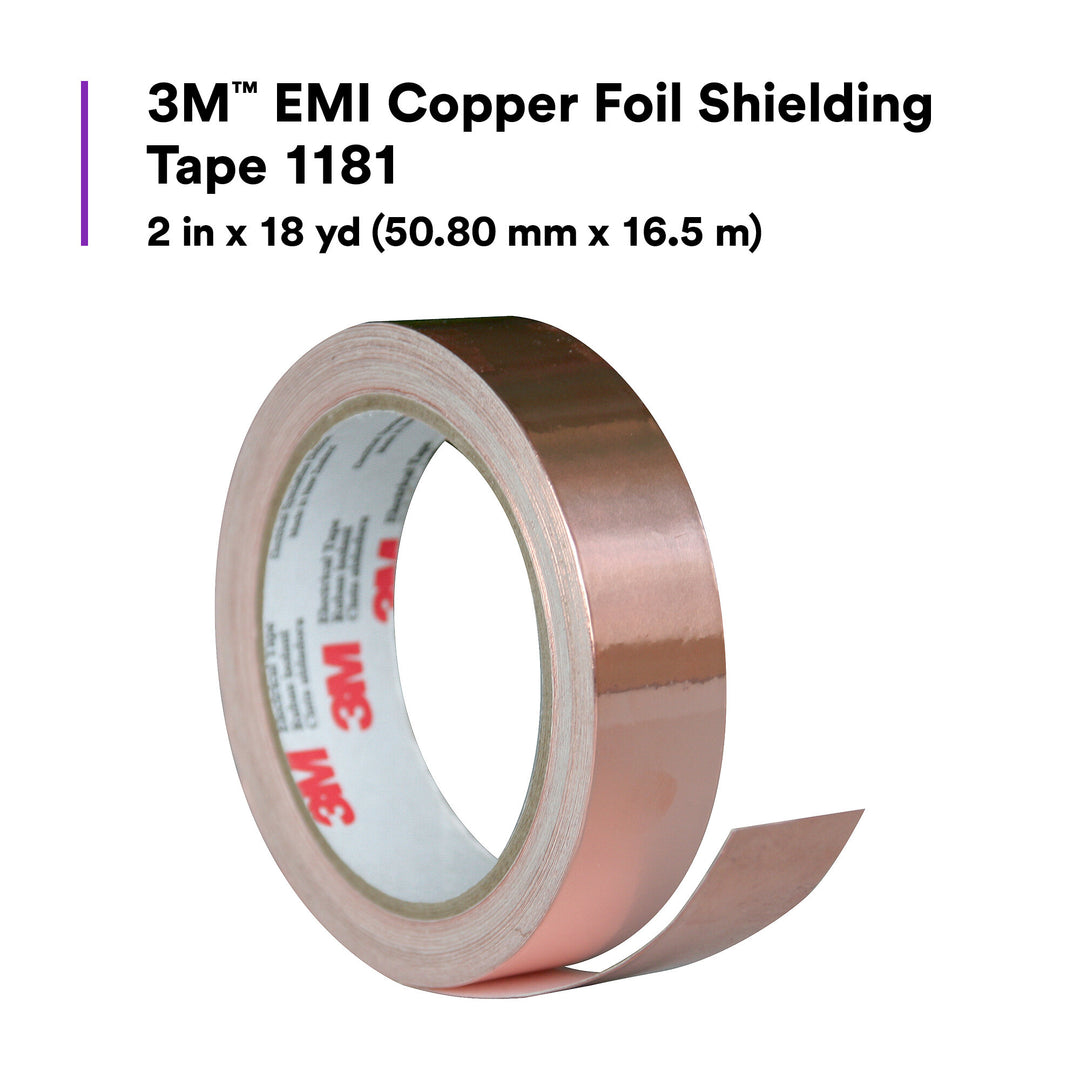 3M EMI Copper Foil Shielding Tape 1181, 2 in x 18 yd (50,80 mm x 16.5
m)