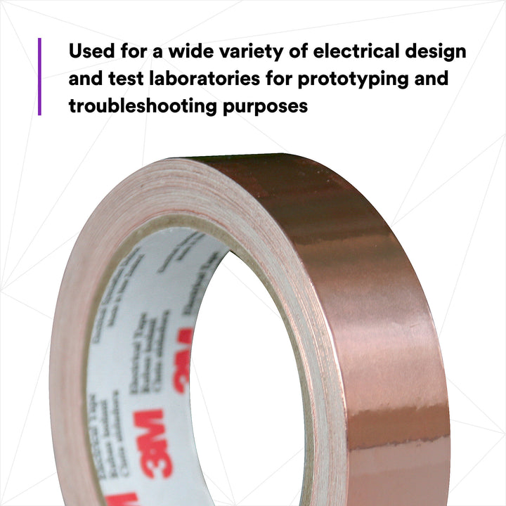 3M EMI Copper Foil Shielding Tape 1181, 1/2 in x 18 yd (12.70 mm x 16.5
m)
