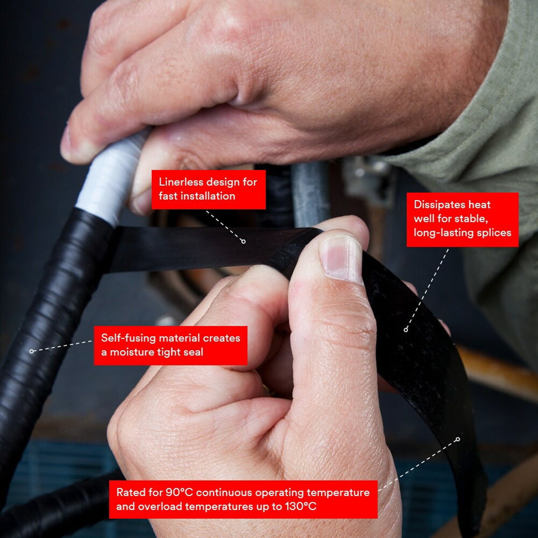 Scotch® Linerless Rubber Splicing Tape 130C, 1 in x 10 ft, Black, 1
roll/carton