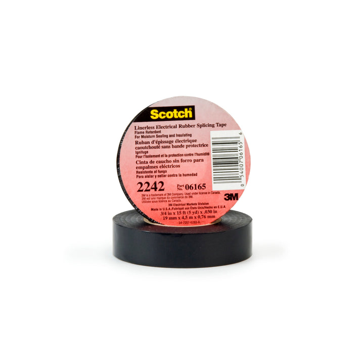 3M Linerless Electrical Rubber Tape 2242, 1-1/2 in x 15 ft, 1 in core,
Black