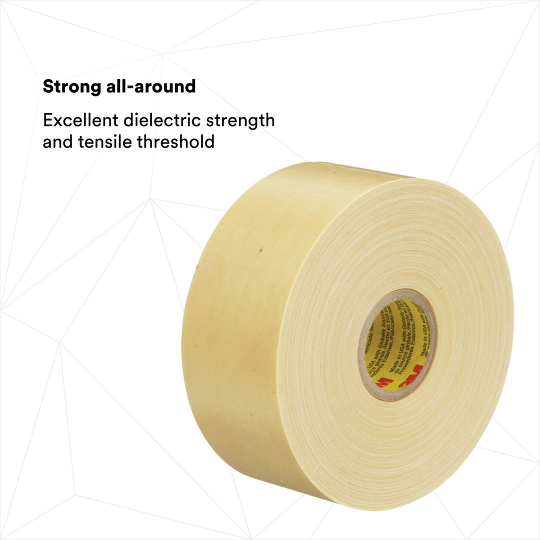 Scotch® Varnished Cambric Tape 2520, 1-1/2 in x 36 yd, Yellow, 24 rolls
