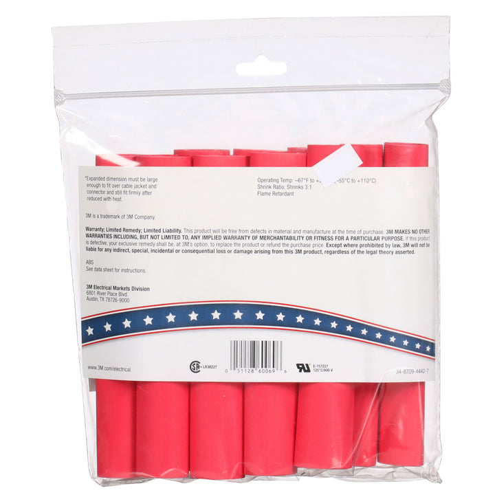 3M Thin-Wall Heat Shrink Tubing EPS-300, Adhesive-Lined, 3/4-6"-Red