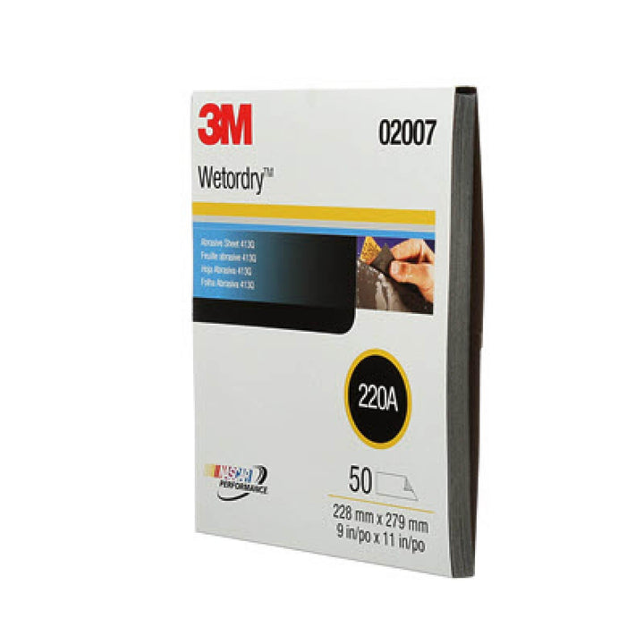 3M Wetordry Abrasive Sheet 413Q, 02007, 220, 9 in x 11 in, 50 sheets
per carton