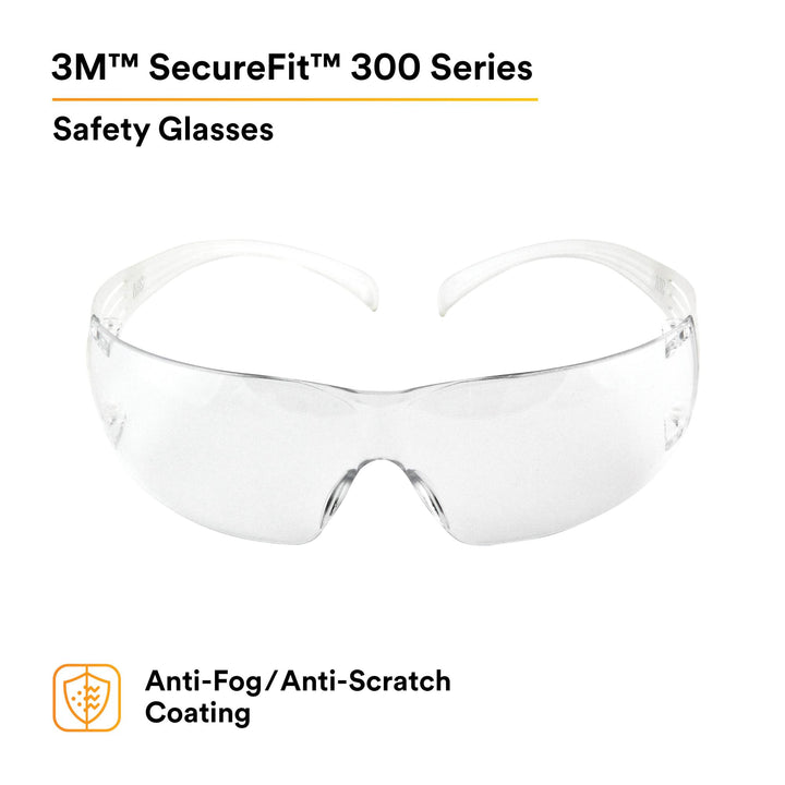 3M SecureFit Protective Eyewear SF301AF, Clear Lens