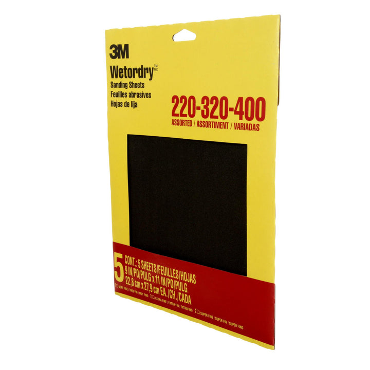 3M Wetordry Sandpaper 9088DC-NA, 9 in x 11 in, Assorted grit, 5 sht pk