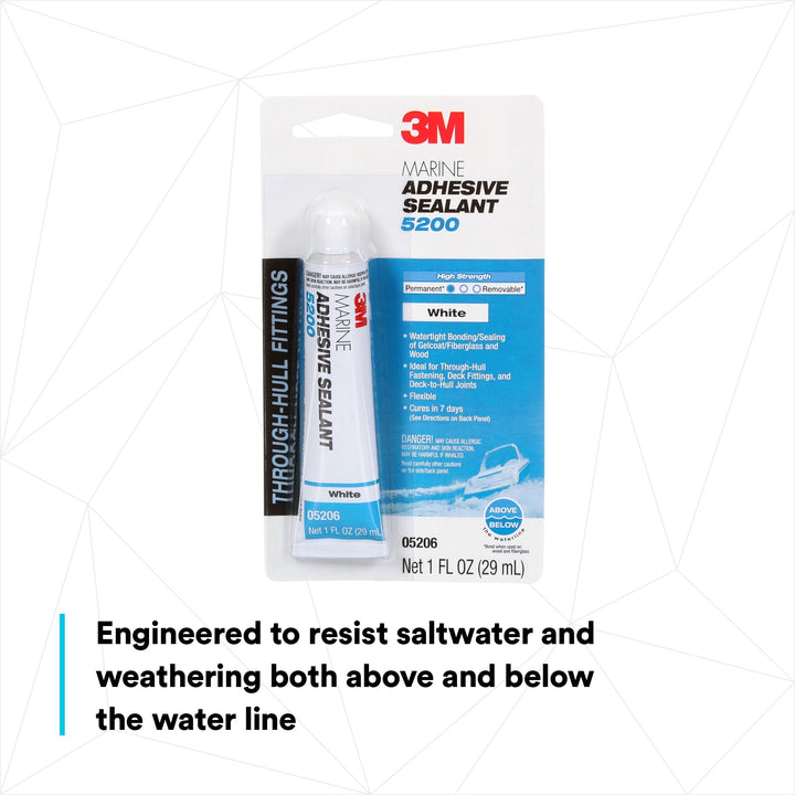 3M Marine Adhesive Sealant 5200, White, 1 oz Tube