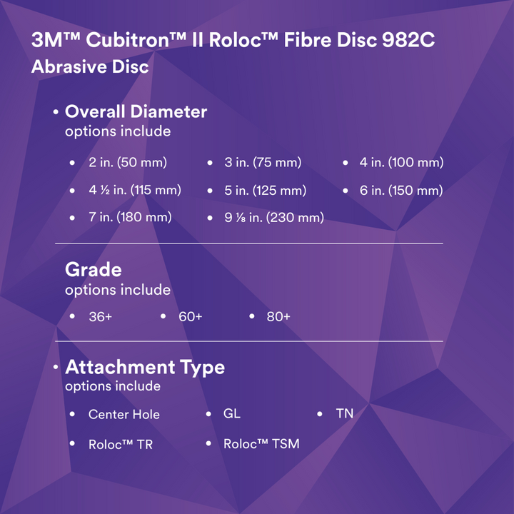 3M Cubitron II Roloc Fibre Disc 982C, 60+, TSM, Red, 3 in, Die
RS300VM