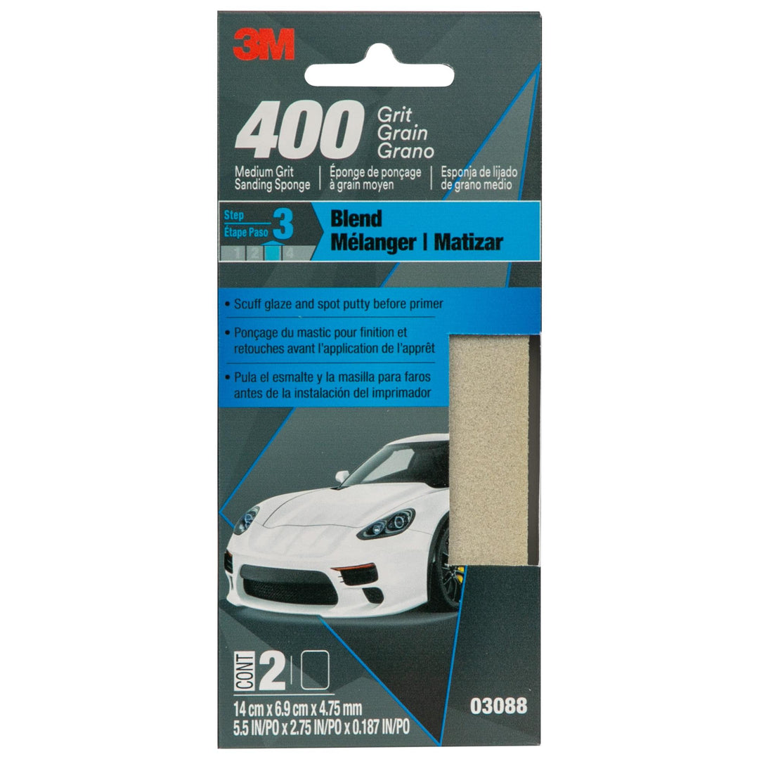3M Medium Grit Sanding Sponge 03088, 400G