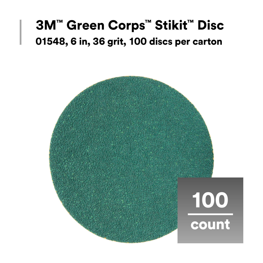 3M Green Corps Stikit Production Disc, 01548, 6 in, 36 grit