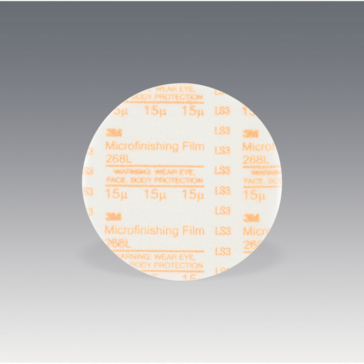3M Microfinishing PSA Film Disc 268L, 5 in x NH, 15 Micron, Type D, Die500X
