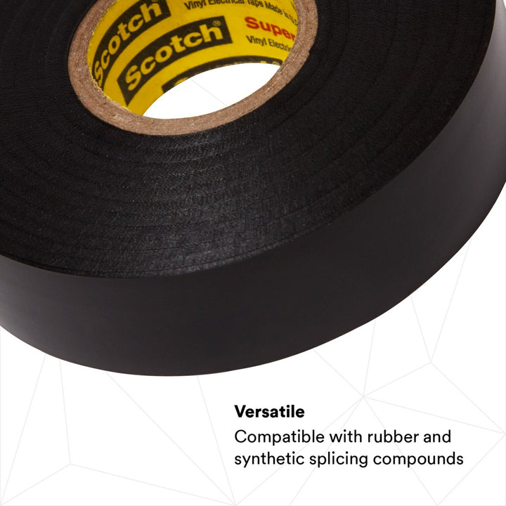 Scotch® Super 33+ Vinyl Electrical Tape, 3/4 in x 44 ft, Black, 10
rolls/carton