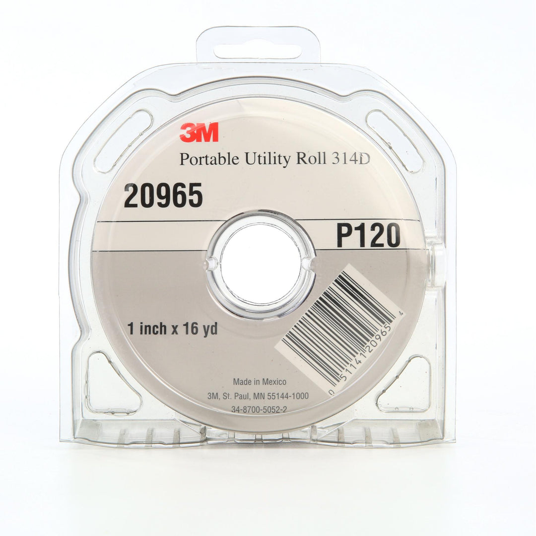 3M Portable Utility Cloth Roll 314D, P120 J-weight, 1 in x 16 yd