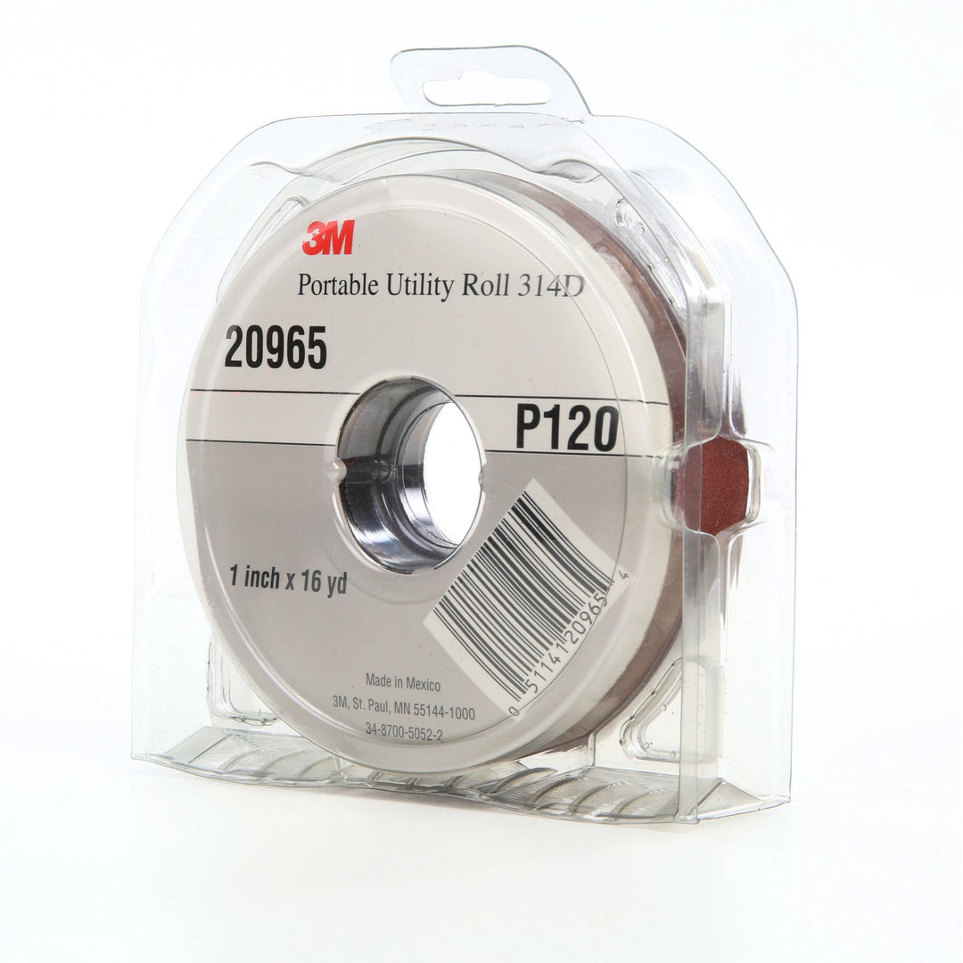3M Portable Utility Cloth Roll 314D, P120 J-weight, 1 in x 16 yd