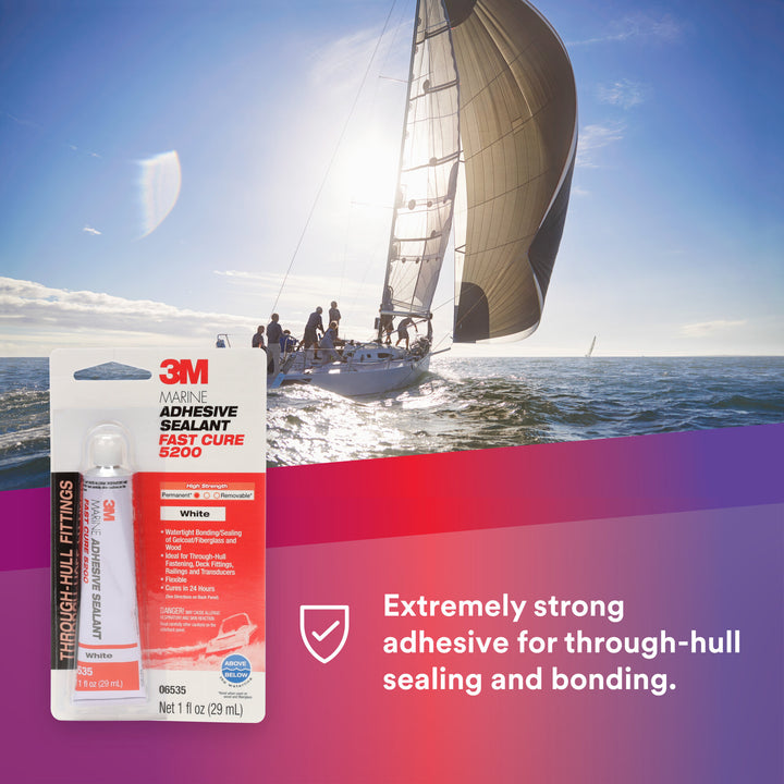 3M Marine Adhesive Sealant 5200FC, Fast Cure, White, 1 oz Tube
