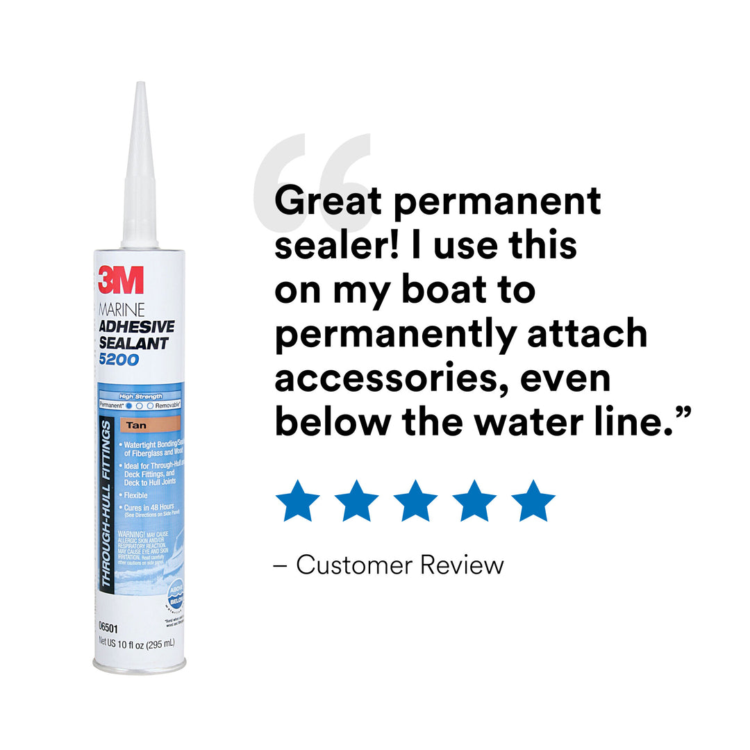 3M Marine Adhesive Sealant 5200FC, Fast Cure, White, 1 oz Tube