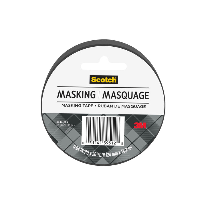 Scotch® Expressions Masking Tape 3437-BLK, .94 in x 20 yd (24 mm x 18,2m) Black