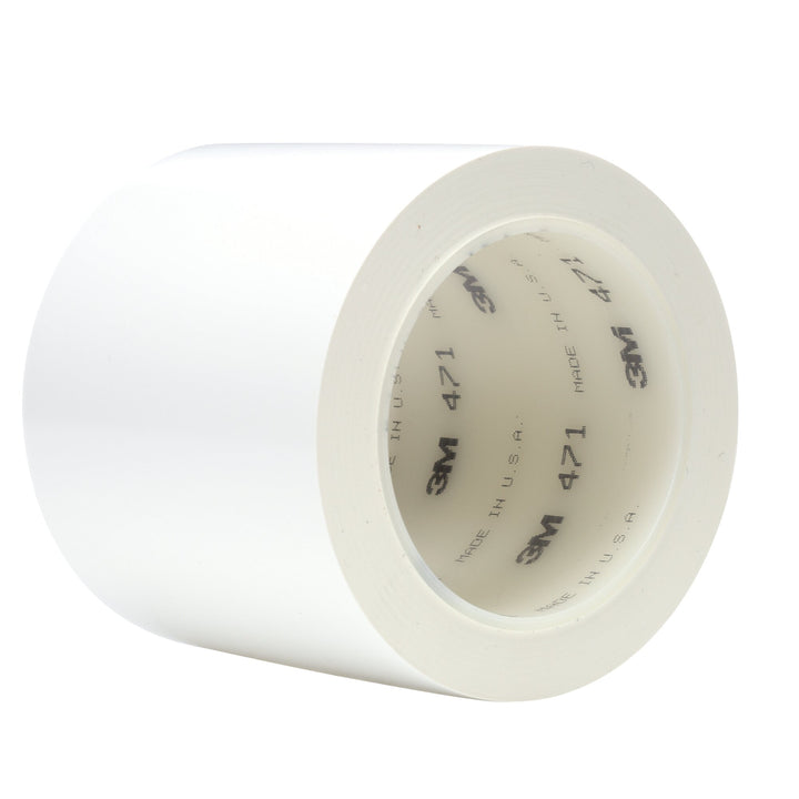 3M Vinyl Tape 471, White, 3 in x 36 yd, 5.2 mil, 12 Roll/Case