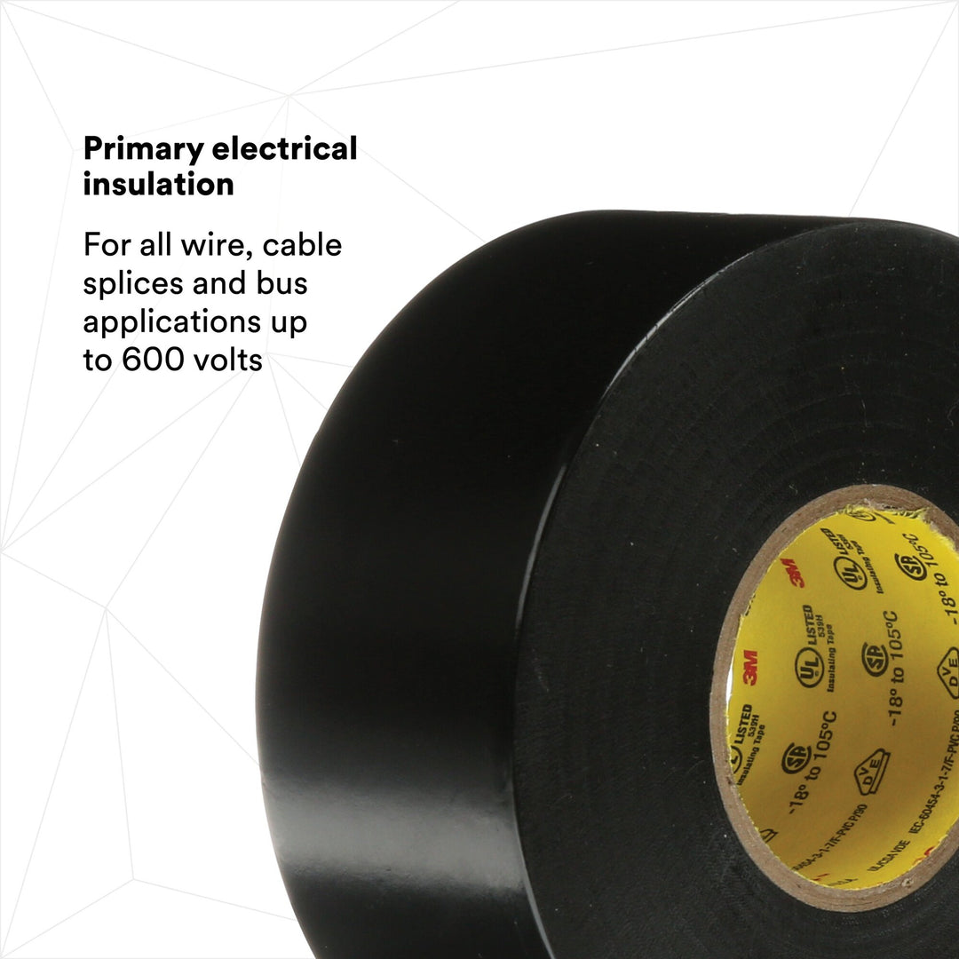 Scotch® Super 33+ Vinyl Electrical Tape, 3/4 in x 52 ft, Black, 10
rolls/carton