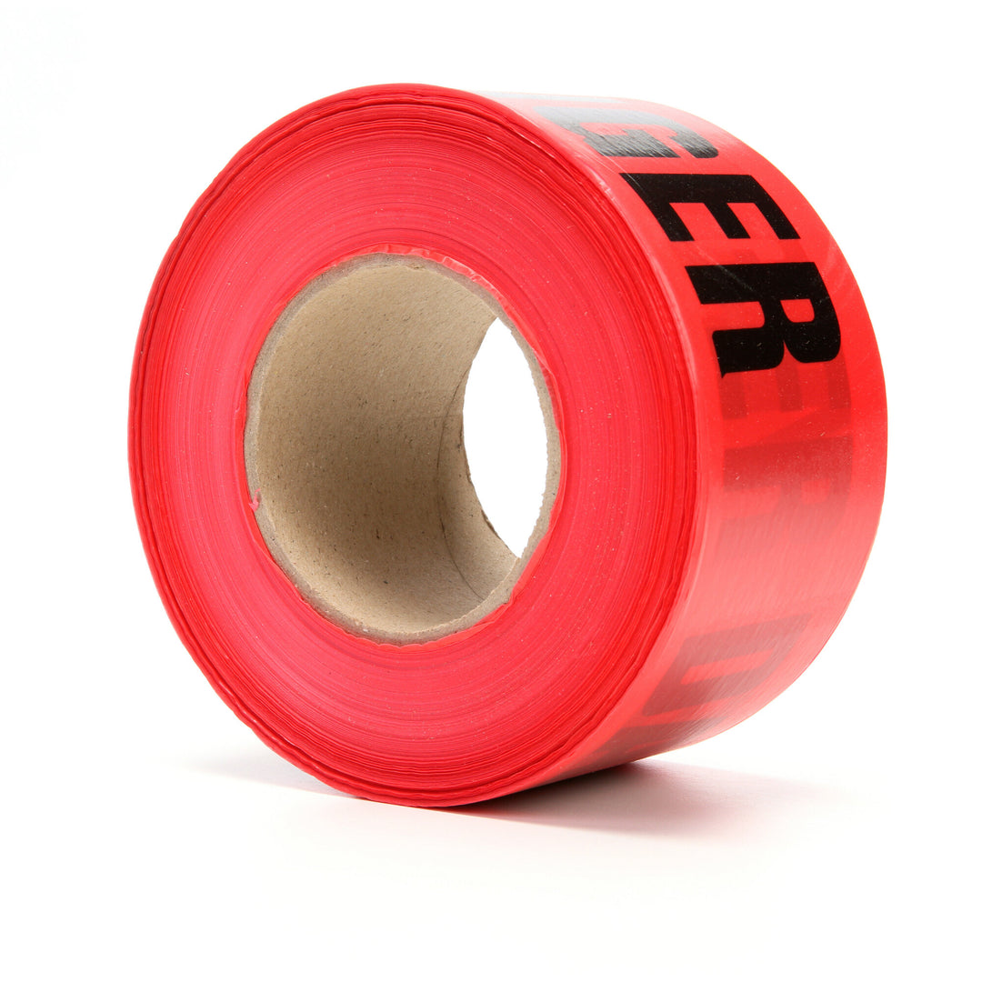 Scotch® Barricade Tape 357, DANGER, 3 in x 1000 ft, Red