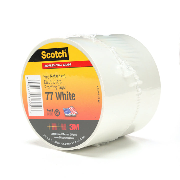 Scotch® Fire-Retardant Electric Arc Proofing Tape 77W, 3 in x 20 ft,
White/Gray