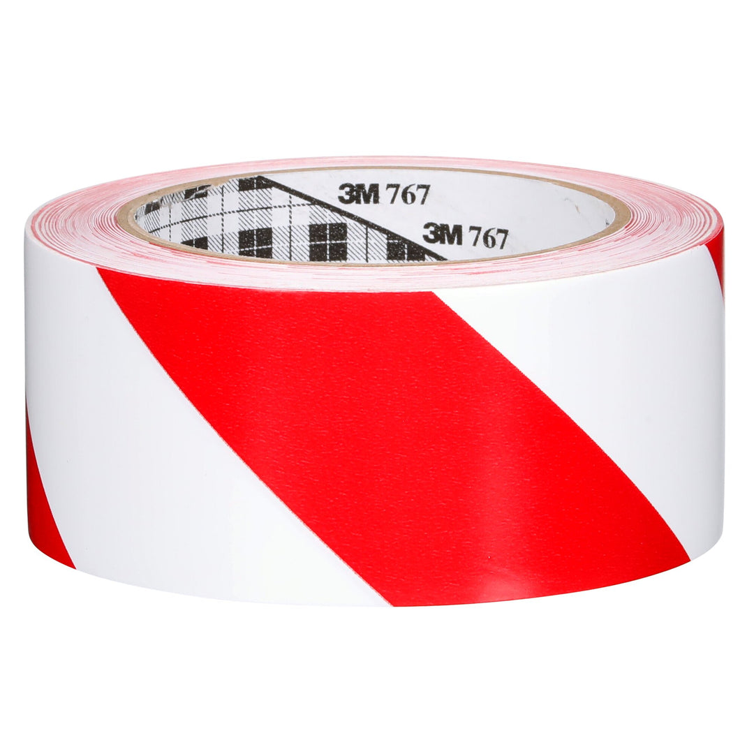3M Safety Stripe Vinyl Tape 767, Red/White, 3 in x 36 yd, 5 mil, 12 Roll/Case