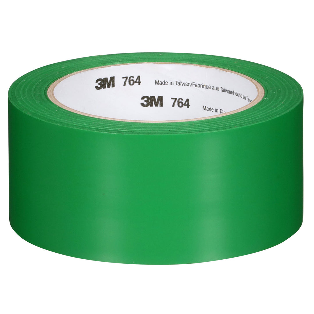 3M General Purpose Vinyl Tape 764, Green, 3 in x 36 yd, 5 mil, 12 Roll/Case