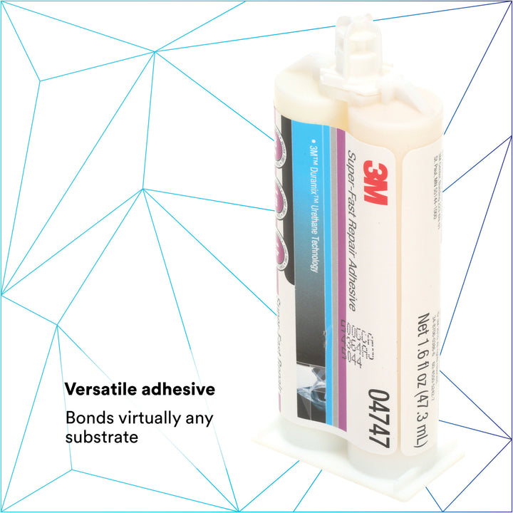 3M Super-Fast Repair Adhesive, 04747, Amber, 47.3 mL Cartridge, 6 percase