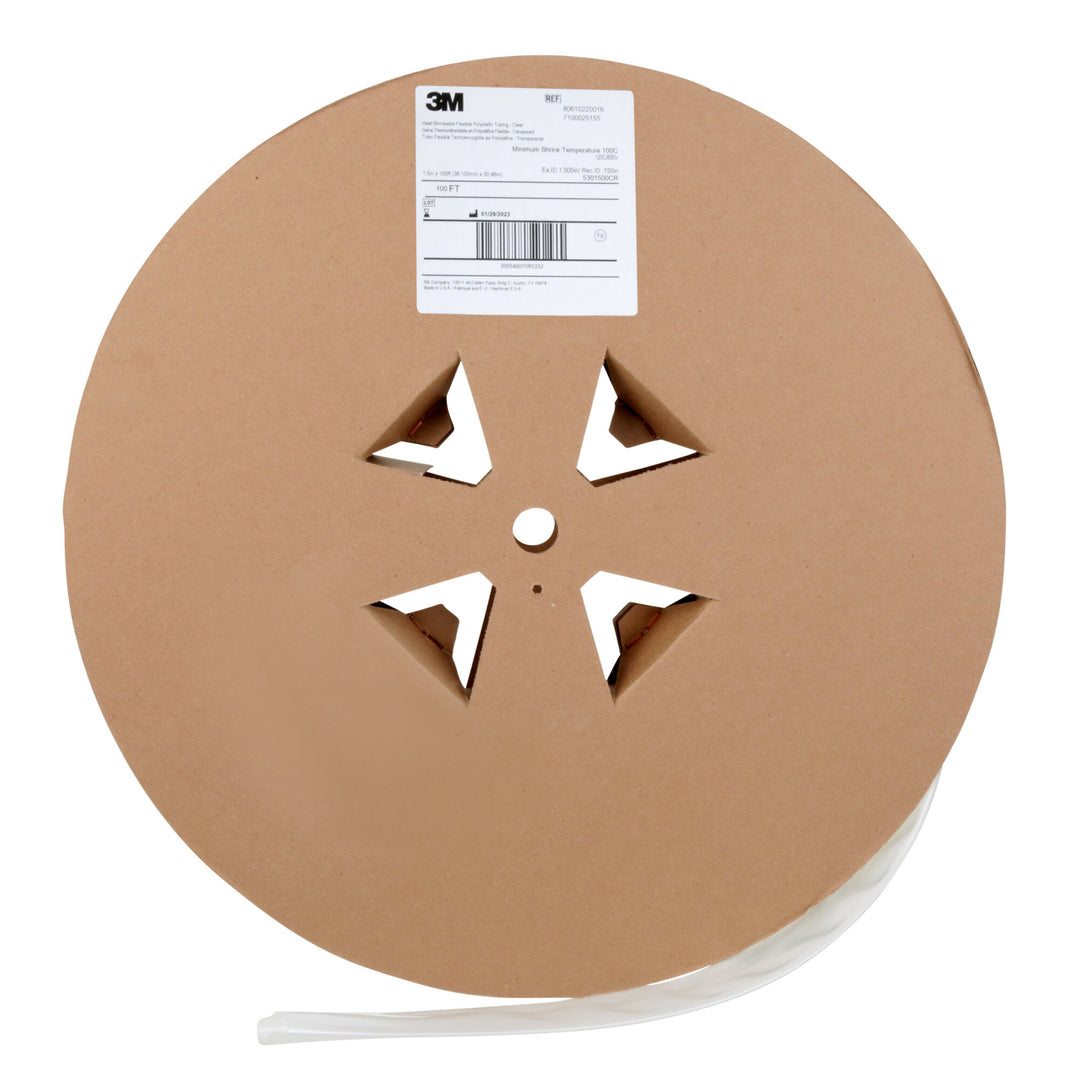 3M Heat Shrink Thin-Wall Tubing FP-301-1.5-Clear-100', 100 ft Lengthper spool