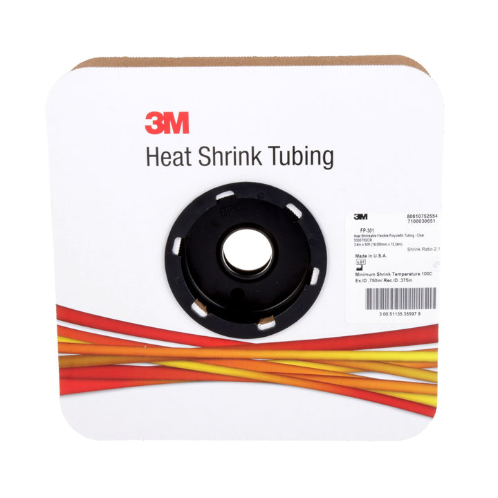 3M Heat Shrink Thin-Wall Tubing FP-301-3/4-Clear, 50 ft length spool
